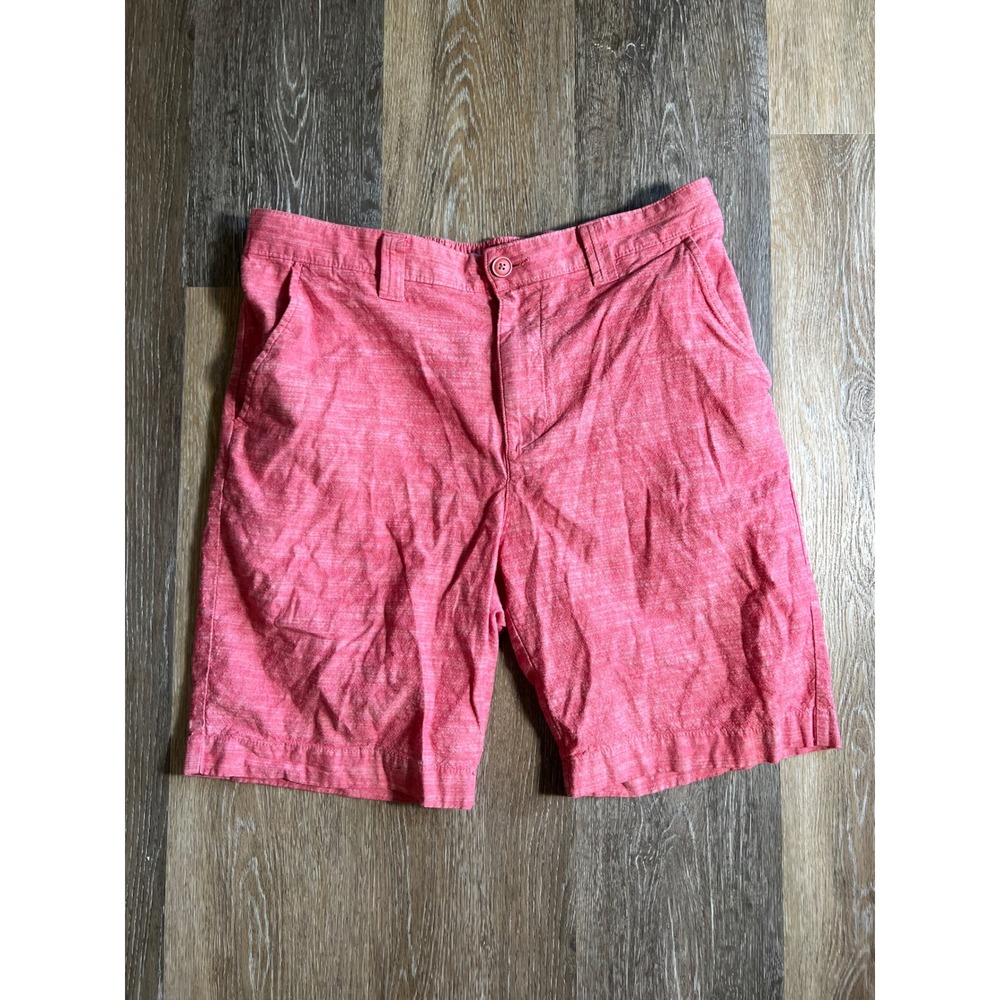 Roundtree & Yorke Shorts Mens 34 Salmon Pink Good Heathered Cotton Blend Stretch